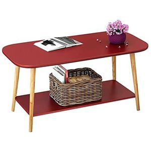 Prachtige salontafel, H49CM zit lage tafel, klein appartement massief houten tafelpoten bank bijzettafel, dubbele plank, hoekdisplayrek (Kleur: B, Maat: 100x60x49cm)