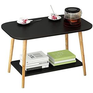 Prachtige salontafel, H49CM zit lage tafel, klein appartement massief houten tafelpoten bank bijzettafel, dubbele plank, hoekdisplayrek (Kleur: A, Maat: 80x48x49cm)