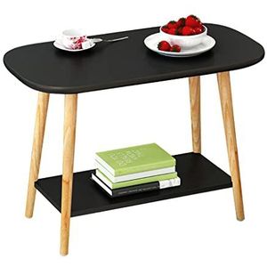 Prachtige salontafel, H49CM zit lage tafel, klein appartement massief houten tafelpoten bank bijzettafel, dubbele plank, hoekdisplayrek (kleur: A, maat: 70x35x49cm)