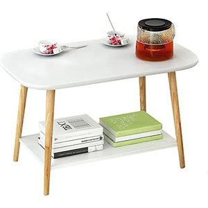 Prachtige salontafel, H49CM zit lage tafel, klein appartement massief houten tafelpoten bank bijzettafel, dubbele plank, hoekdisplayrek (kleur: C, maat: 80x48x49cm)