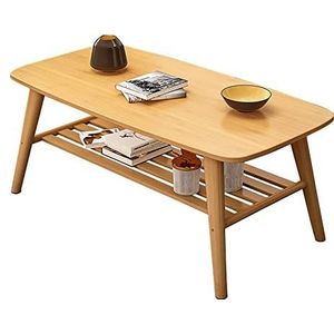 Prachtige salontafel, dubbellaagse woonkamerbijzettafel in Japanse stijl, massief houten lage zittafel, multifunctionele vrijetijdstafel (Kleur: B, Maat: 100X50X40CM)