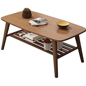 Prachtige salontafel, dubbellaagse woonkamerbijzettafel in Japanse stijl, massief houten lage zittafel, multifunctionele vrijetijdstafel (Kleur: A, Maat: 120X60X60CM)