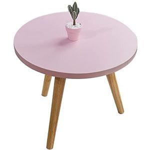 Prachtige H45cm lage tafel, Φ50cm ronde salontafel, woonkamer telefoontafel, massief houten tafelpoten bank bijzettafel (Kleur: Wit)