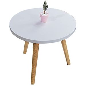 Prachtige H45cm lage tafel, Φ50cm ronde salontafel, woonkamer telefoontafel, massief houten tafelpoten bank bijzettafel (Kleur: Roze)