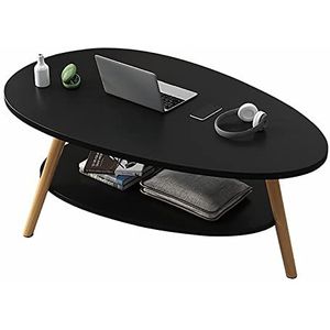 Prachtige dubbellaagse salontafel, kleine ovale theetafel, eenvoudige huishoudelijke kleine tafel (90x48x42cm), multifunctionele vrijetijdstafel randtafel (kleur: D)