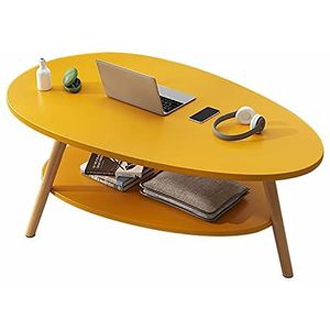Prachtige dubbellaagse salontafel, kleine ovale theetafel, eenvoudige huishoudelijke kleine tafel (90x48x42cm), multifunctionele vrijetijdstafel randtafel (kleur: B)