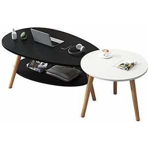 Prachtige combinatie salontafel, multifunctionele theetafel voor kleine appartementen (90x48x42cm+60x50cm), huishoudelijke vrijetijdstafel/bijzettafel/hoektafel (kleur: D)
