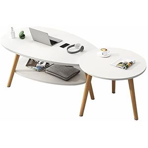 Prachtige combinatie salontafel, multifunctionele theetafel voor kleine appartementen (90x48x42cm+60x50cm), huishoudelijke vrijetijdstafel/bijzettafel/hoektafel (kleur: A)
