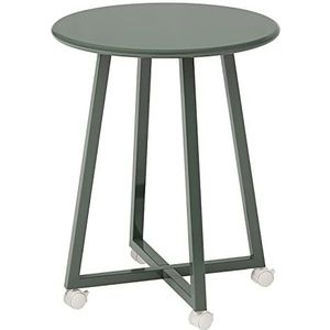 Prachtige terrasbijzettafel, ronde ijzeren salontafel voor buiten met katrol, Φ40,5 cm bankbijzettafel, geschikt voor binnenplaats, terras, balkon, tuin (kleur: groen)