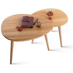 Prachtige massief houten combinatie salontafel, Scandinavische theetafel voor kleine appartementen, multifunctionele vrijetijdstafel voor balkon/slaapkamer (Kleur: B)