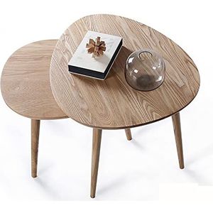 Prachtige massief houten combinatie salontafel, Scandinavische theetafel voor kleine appartementen, multifunctionele vrijetijdstafel voor balkon/slaapkamer (Kleur: D)