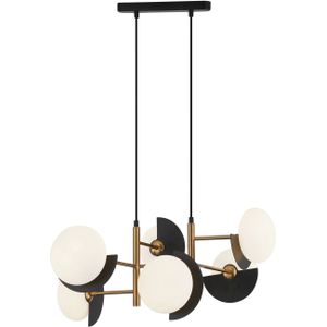 Viokef Hanglamp Darcy, zwart/brons, 6-lamps