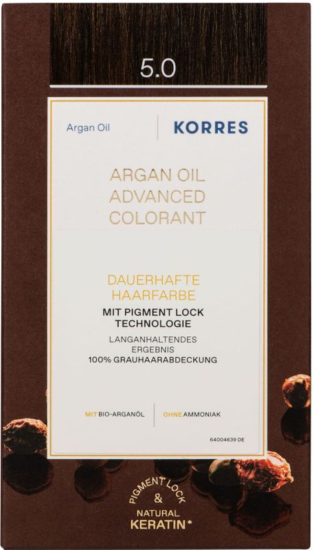 KORRES Argan Oil Colorant Ammonia Free Hair Color Light Brown % Gray Coverage and Vegan