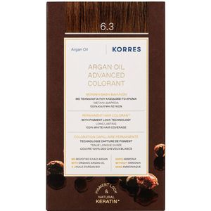 KORRES Argan Oil Colorant Dark Blonde Gold Ammonia Free Hair Color % Gray Coverage & Vegan
