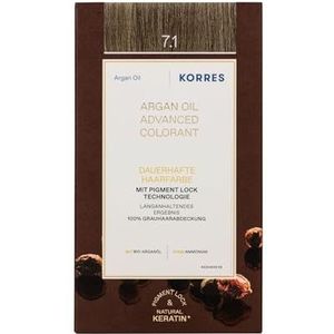 Korres Argan Oil Pernamente Haarkleuring met Arganolie Tint 7.1 Ash Blonde 50 ml