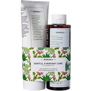 KORRES Aloe & Dittany verzorgingsset voor normaal haar, siliconenvrij, shampoo 250 ml + conditioner 200 ml