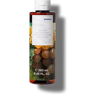 KORRES Natuurlijke douchegel met aloë met pH-neutraal, zachte reiniger, hydraterende geur, fruitige geur Santorini-druif, transparant, 250 ml