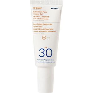 KORRES YOGHURT Zonnecrème, SPF 30 gel voor het gezicht, vrij van OMC en octocryleen, snel intrekkende zonwering, 40 ml