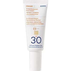 KORRES YOGHURT Getinte zonnebrandcrème - Gel SPF 30 voor het gezicht, vrij van OMC & Octocrylen, snel intrekkende zonwering, 40 ml