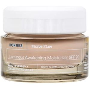 KORRES White Pine Verkwikkende vochtinbrengende crème voor rijpe huid na de overgangen, voor stralende huid, rosé-getint, SPF20, veganistisch, 40 ml