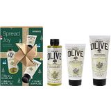 KORRES OLIVE BLOSSOM Hand- en lichaamsverzorgingsset, cadeauset voor dames en heren, bodymilk 200 ml, douchegel 250 ml & handcrème 75 ml, veganistisch