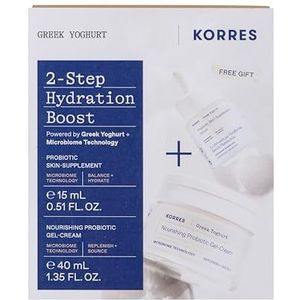 KORRES GREEK YOGHURT Set 2-step Boost voor vocht, voordeelset voor vrouwen en mannen van gezichtscrème 40 ml en serum 15 ml, kalmeert gevoelige huid
