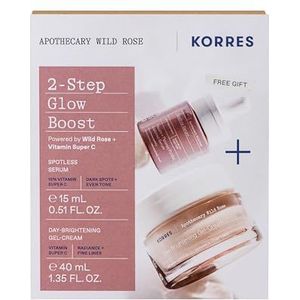 KORRES APOTHECARY Wild Rose Set 2-stap Boost voor Glow, voordeelset van gezichtscrème 40 ml en serum 15 ml, maakt eerste rimpels en lijnen glad, voor normale - gemengde huid, veganistisch