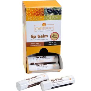 MelBeauty Natuurlijk verzorgende Lippen balsem Beeswax Honey Olive SPF15 4gr | Hydraterende Lipverzorging met Natuurlijke Ingrediënten