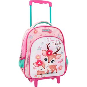 Must Trolley Rugzak I Love you deerly - 31 x 27 x 10 cm -  Polyester - 31x27x10 - Roze