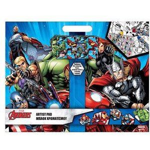 Tekenblok Avengers met Stickers en 3 Krijtjes, 40 Vellen