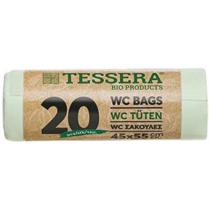 Tessera Bio Products QA4555CMP Maïszetmeel biologisch afbreekbare vuilniszakken op rol, pastelgroen, 45 cm breed, 55 cm lang, 20 stuks