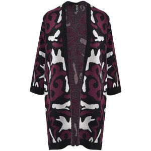 Mat Fashion - Gebreid Vest - Donkerrood - Driekwart Mouwen