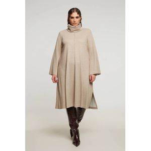 Mat Fashion - Midi Jurk - Beige - Lange Mouwen - Polyester