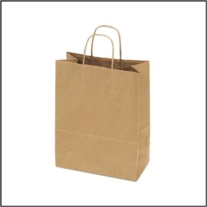 Bruine Kraft Tas M (Medium) - Papieren Tassen - 100 Stuks - Bruin - Met Handvat - Draagtas - Hoogwaardige Kwaliteit - 24x12x31 cm - Cadeau Tas - Eco-vriendelijk - Gedraaid papieren Koord - Ideaal voor Geschenken - Hoogwaardig Natron Kraft Papier