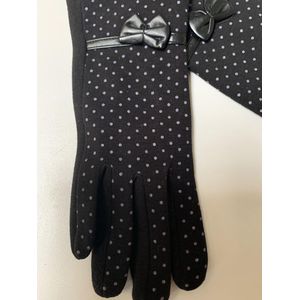 Handschoenen -zwarte stipje- dames- rekbare stof
