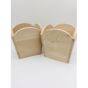 Houten Bloempot/Plantenbak | Set van 2 | Beuken | 16x16x16 cm