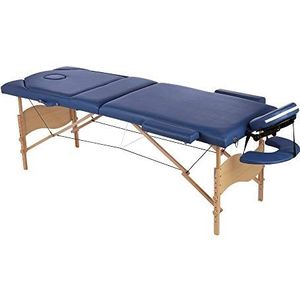 Melko Mobiel massagebed, inklapbaar, in hoogte verstelbaar, therapielstoel, massagetafel, hout, massagebank, massagebed, blauw