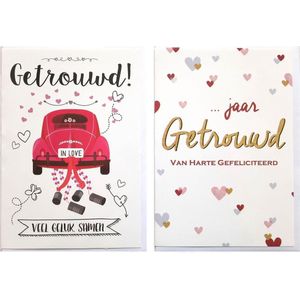2 Wenskaarten - Getrouwd + …Jaar Getrouwd – 12 x 17 cm