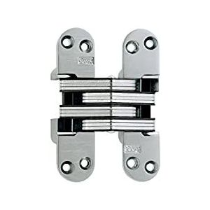 SOSS insteekslot houder onzichtbaar scharnier met 8 gaten, zink, satijn chroom afwerking, 4-5/20,3 cm bladhoogte, 1-1/20,3 cm bladbreedte, 1-41/162,6 cm bladlengte, # 10 x 1-1/5,1 cm schroefgrootte
