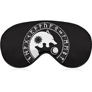 Viking wolven verslinden zon maan slaap oogmasker voor mannen vrouwen tieners kinderen, nachtslaap oogschaduw cover & blinddoek, blokkeer licht, zacht comfort voor reizen yoga nep