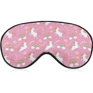 Regenboog roze eenhoorn slaap oogmasker voor mannen vrouwen tieners kinderen, nachtrust oogschaduw cover & blinddoek, blokkeer licht, zacht comfort voor reizen yoga dutje