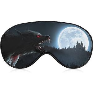 Weerwolf maanlicht Halloween slaap oogmasker voor mannen vrouwen tieners kinderen, nachtslaap oogschaduw cover comfort voor reizen yoga dutje
