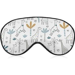 Kinderachtige Giraffe Palmbomen Slaap Oogmasker voor Mannen Vrouwen Tieners Kinderen, Nachtslaap Oogschaduw Cover Comfort voor Reizen Yoga Nap