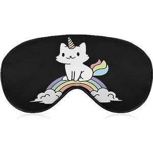 Schattige kat eenhoorn regenboog wolk slaap oogmasker voor mannen vrouwen tieners kinderen nacht slaap oogschaduw cover comfort voor reizen yoga dutje