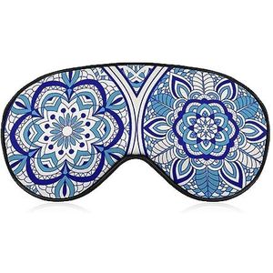 Turkse blauwe boze bloemen slaap oogmasker voor mannen vrouwen tieners kinderen, nacht slaap oogschaduw cover comfort voor reizen yoga dutje
