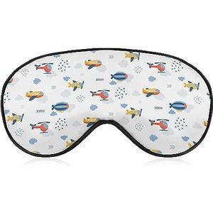 Kinderachtig schattige luchtschepen vliegtuig helikopters slaap oogmasker voor mannen vrouwen tieners kinderen, nacht slaap oogschaduw cover comfort voor reizen yoga dutje