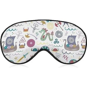 Viking Scandinavische runen draak oorlogsschip slaap oogmasker voor mannen vrouwen tieners kinderen, nacht slaap oogschaduw cover comfort voor reizen yoga dutje