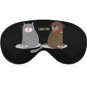 Hond Kat I Miss You Sleep Oogmasker voor Mannen Vrouwen Tieners Kinderen, Nachtslaap Oogschaduw Cover Comfort voor Reizen Yoga Nap