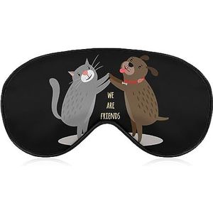 Hond Kat Vriendschap Slaap Oogmasker voor Mannen Vrouwen Tieners Kinderen, Nachtslaap Oogschaduw Cover Comfort voor Reizen Yoga Nap