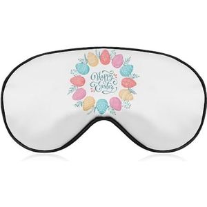 Vier Happy Easter Eggs Sleep Oogmasker voor Mannen Vrouwen Tieners Kinderen, Nachtslaap Oogschaduw Cover Comfort voor Reizen Yoga Nap